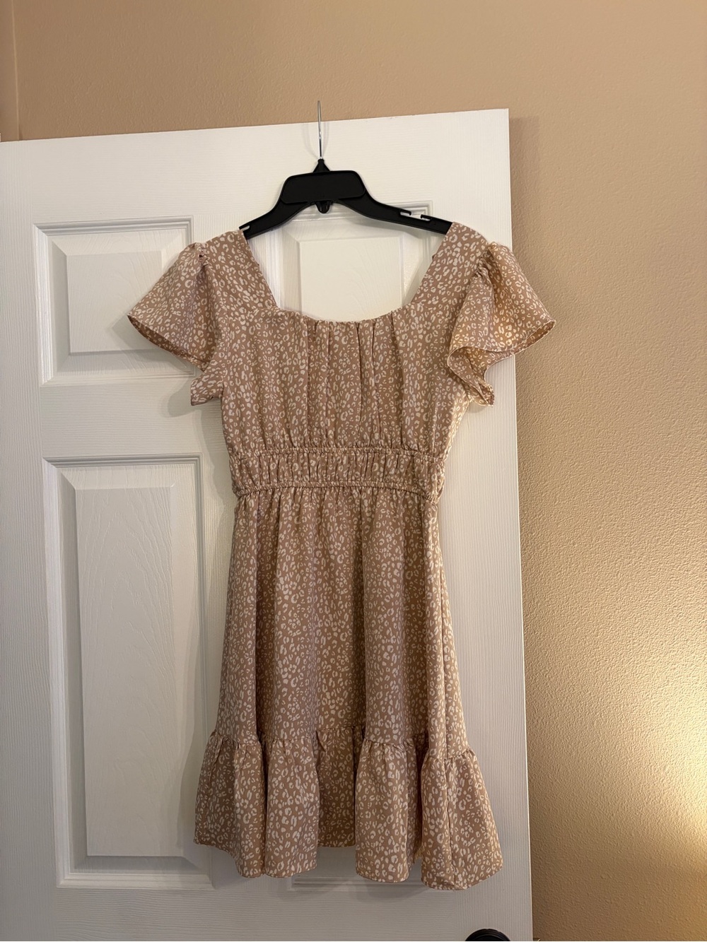 Altar'd State Beige Floral Square Neck Mini Dress